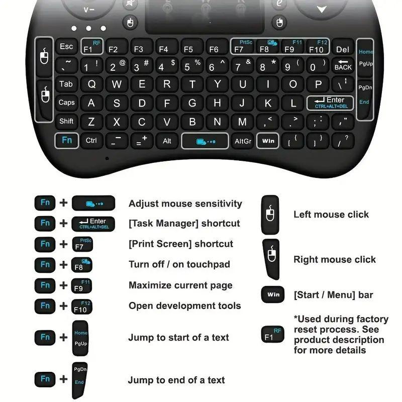 I8 2.4GHz Wireless Keyboard English Mini Keyboard Air Mouse Handheld Keyboard with Touchpad For Android Laptops TV Box Projector