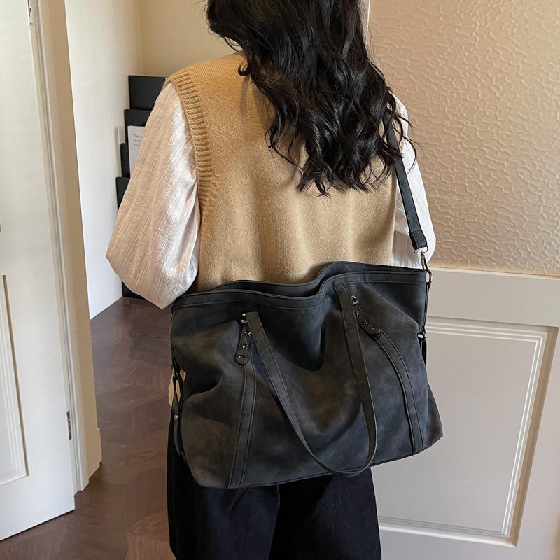 Vintage Kunstleder-Tragetasche Damen Übergröße Schultertasche mit verstellbarem Riemen und klassischem Design