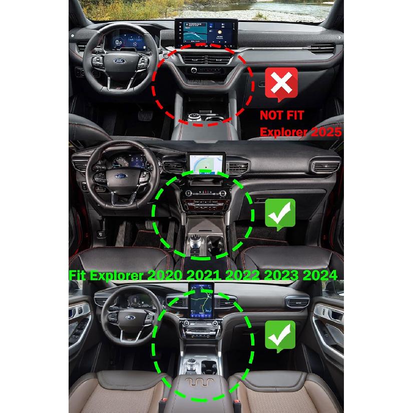 TACOBRO Center Console Tray Compatible With Ford Explorer     2024 Accessories,Compartment Ert Organizer Secondary Storage Box ABS Material (Not Fit