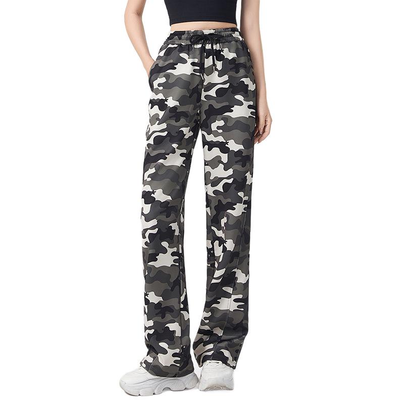 Women's Autumn Camouflage High-Waist Loose Cargo Sweatpants