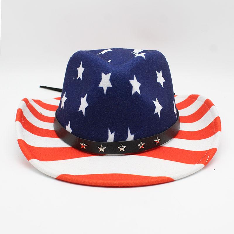 Sailor Dance American Flag Vintage Personality Western Cowboy Hat Summer Prairie Straw Top Hat Neutral Paper Straw Hat
