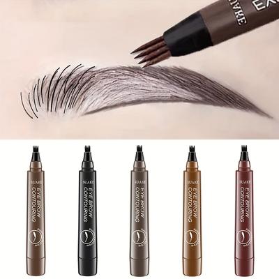 Microblading Eyebrow Pencil with 4-Headed Design for Ultra-Natural, Feather-Light Brows - Long-Lasting, Waterproof 5 Colors