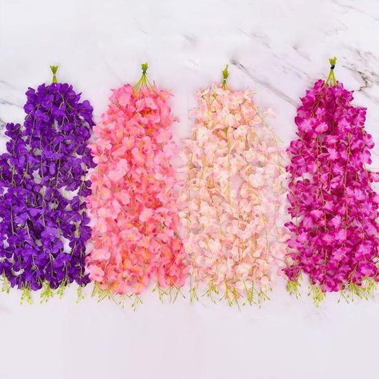 10Pcs Artificial Wisteria Vine Indoor Outdoor Wall Hanging Fake Flower Garland Home Wedding Party Festival Simulated Floral Decoration
