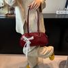 Vintage Elegant Mini Large Capacity Shoulder Bag with Delicate Lace Pearl Bow ,accent Small Fashion Top Handle Bags for Girls
