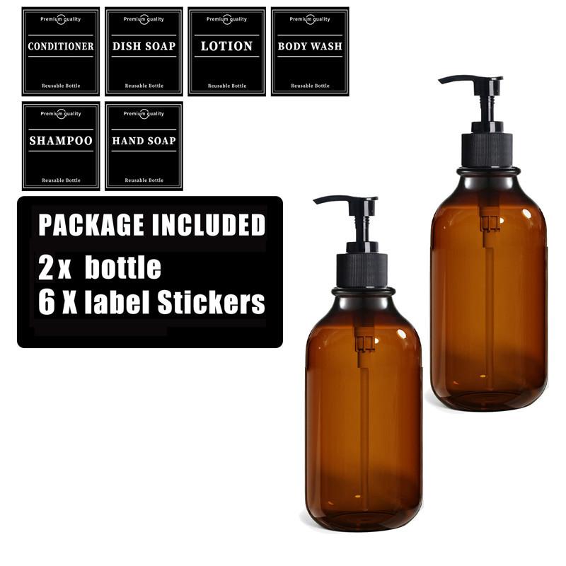 500ml Shampoo Conditioner Bodywash DIspenser Bottle Wall Mounted Bathroom Farmhouse Decor Soap Bottle with Sticker