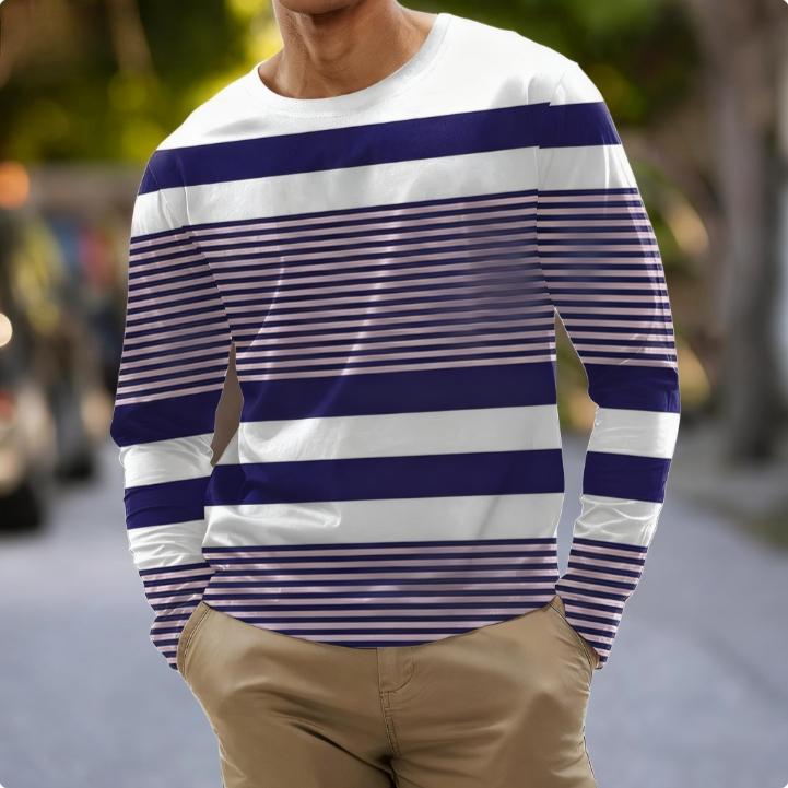 

Весенне-осенние мужские футболки с длинным рукавом, модные, повседневные, спортивные, с круглым вырезом, в полоску, с цветными блоками, с 3D-принтом 5XL