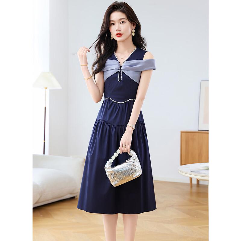 Meilanni French Romantic V-Neck Off-Shoulder A-Line Dress M