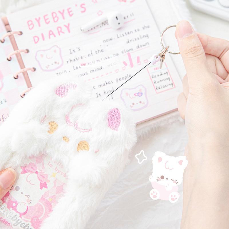 Kawaii Plush Card Holder Fashion Cute Cartoon Rabbit Puppy Style Kpop Idol Photocard Holder Keychain Lovely Bus Card ID Card Organizer