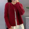 European-Style Heavy Cable-Knit Wool Cardigan for Women - Thick Coarse Wool Sweater Coat for Autumn and Winter 2026