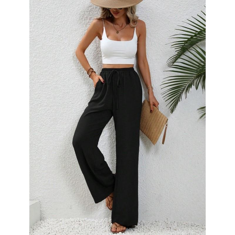 Comfortable Women's Long Pants New Versatile Wide Leg Pants Solid Color Casual Pants
