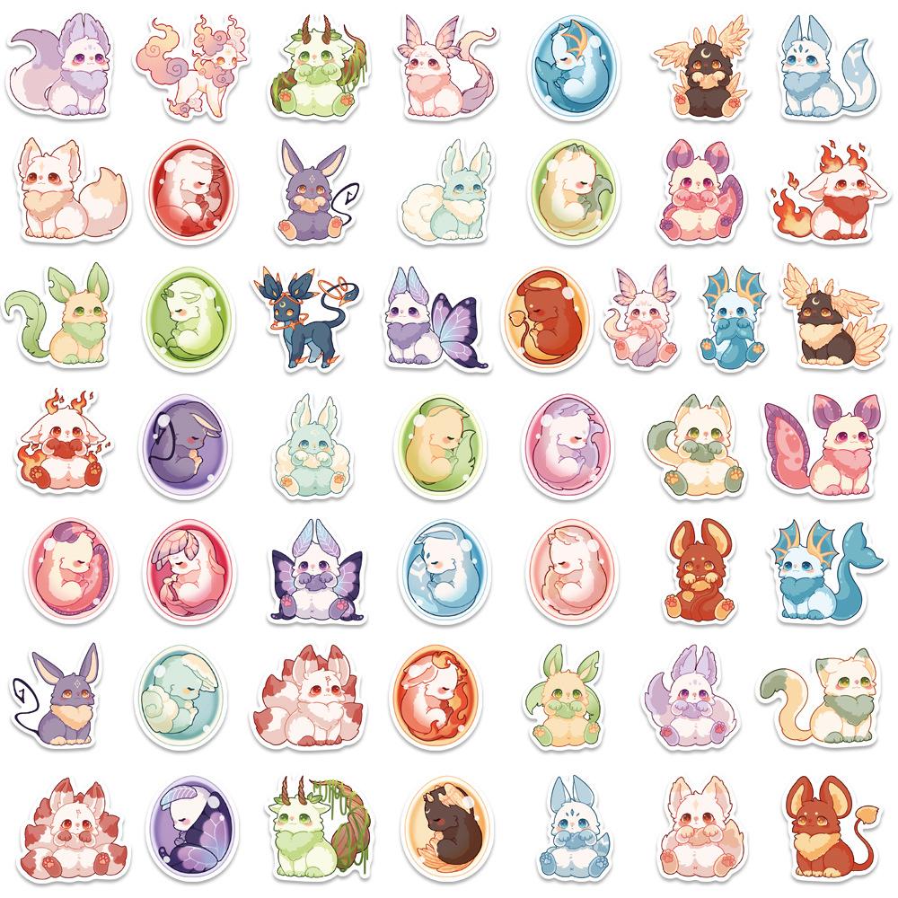 50 Fantasy Creature Cartoon Graffiti Stickers Trolley Box Water Cup Diary Waterproof DIY Stickers