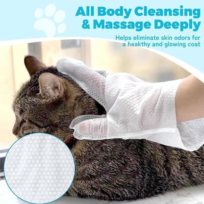 6Pcs Pet Wipes Gloves Free Cleaning Dog & Cat Wipes Puppies and Kittens Bathing Deodorization Paws Disposable Cleaning Gloves
