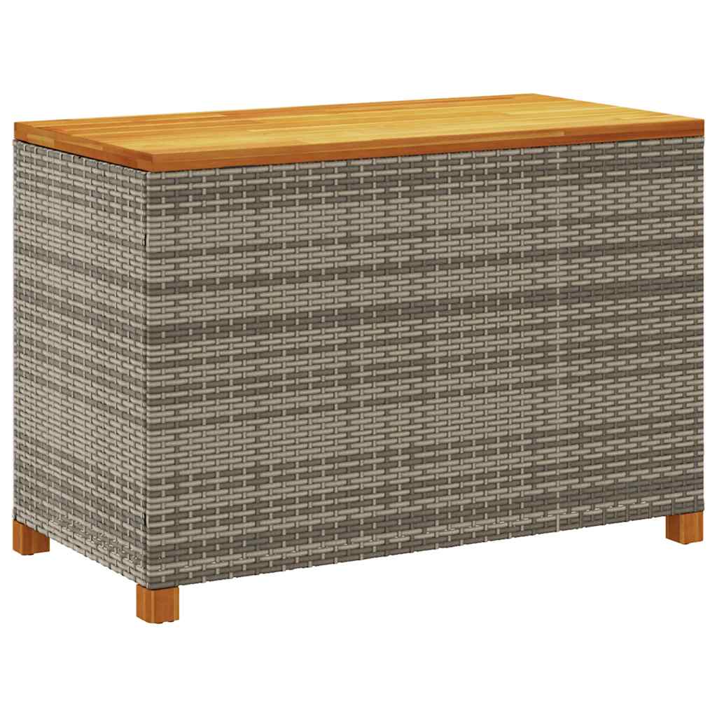 Garden Storage Box Gray 110x55x63 cm Poly Rattan Acacia Wood