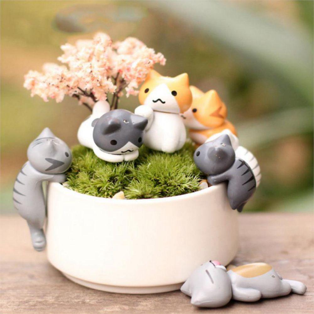 lot of 5 5 pieces Handmade Gift cat Cute lovely doll ornament mini micro landscape desktop flowerpot decoration kids gift
