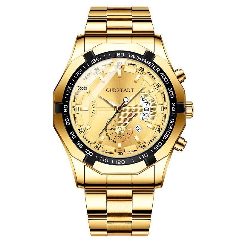 Men's Korean Large Dial High-End Quartz Calendar Watch