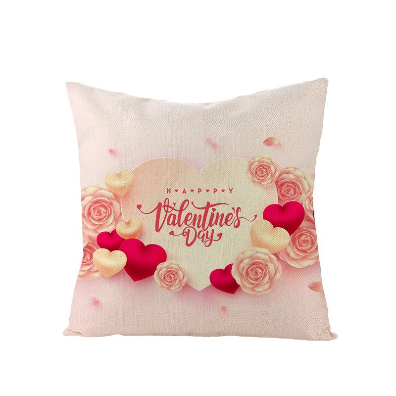 Valentine's Day Pillowcase Floral Series Square Polyester Pillowcase Home Cushion Cover