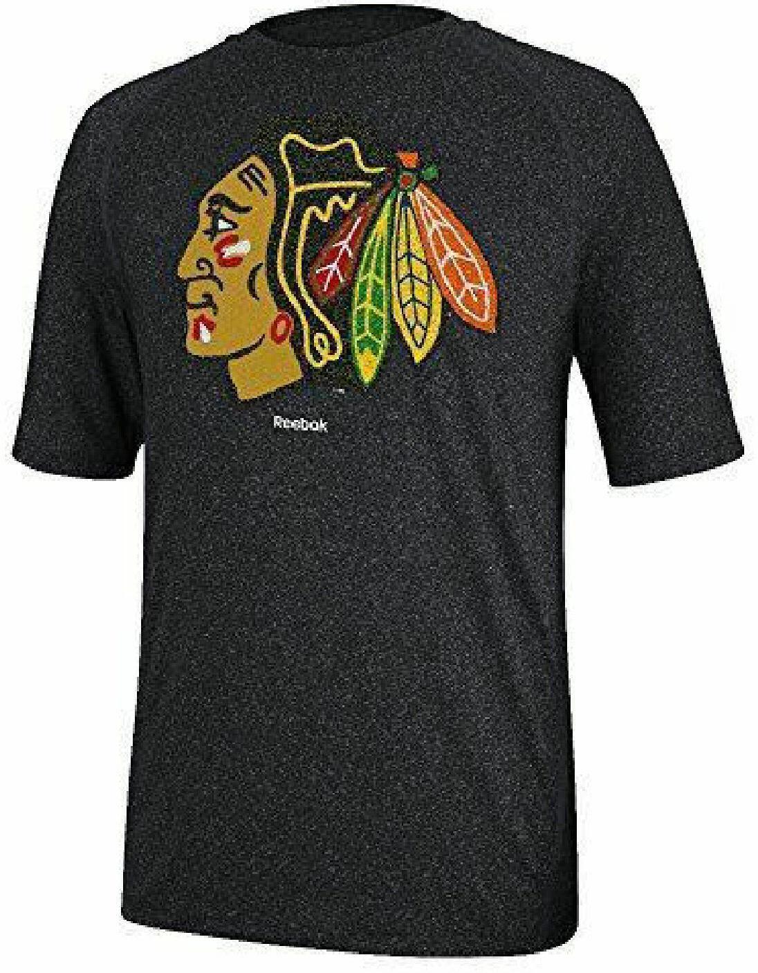 Chicago Blackhawks Black Sweater Emblem Short Sleeve T shirt L