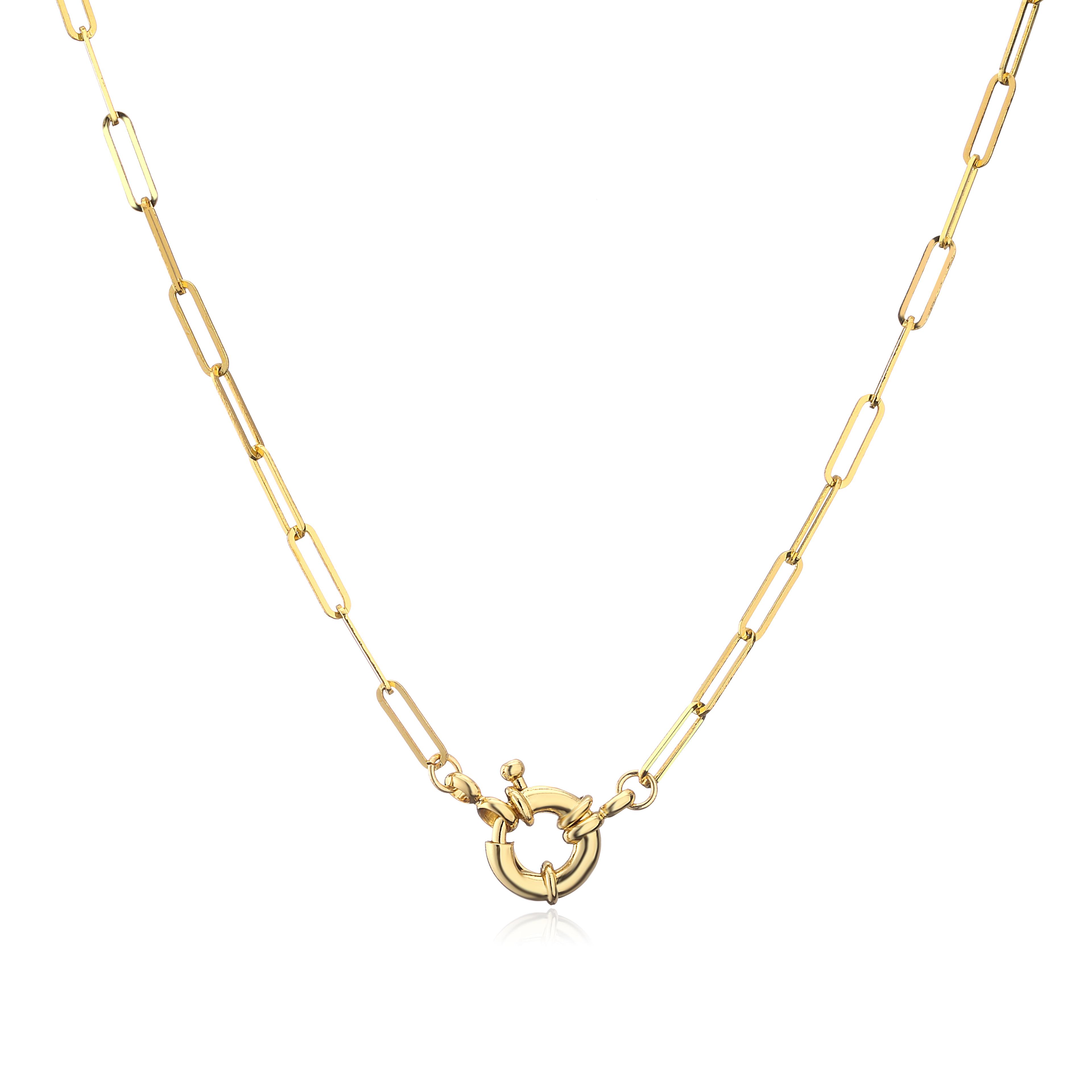 HECHENG,Anchor Clasp Anklet Necklace Women Men Choker, Brass Steel Geometric Link Chain ,Basic DIY Necklace 16cm