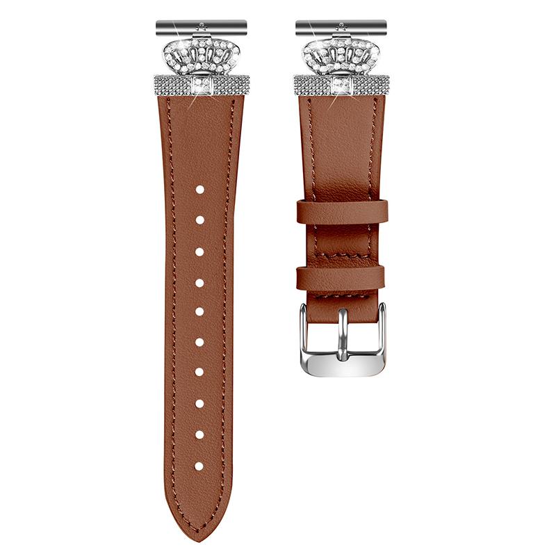 

For Huawei Watch 2/GT 2 42mm/GT 3 42mm Band Replacement Genuine Cow Leather Strap with Silver Connector Brown
