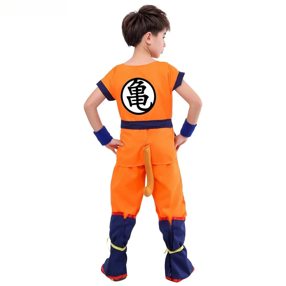 Kids Anime Son Goku Cosplay Costumes Krillin Training Clothes Superhero Outfits with Super Saiyan Wig Comic Con Party Costume