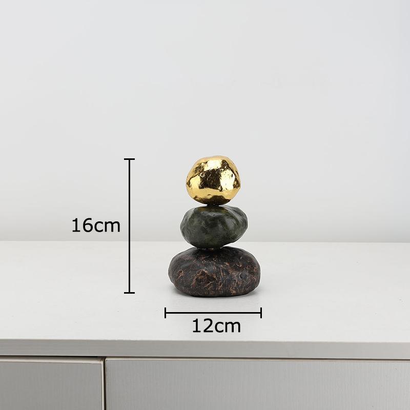 Simulated Stone Stacking Statue Desk Decoration Creative Gold-plated Stone Sculpture Resin Crafts Ornaments Room Aesthetic Decor
