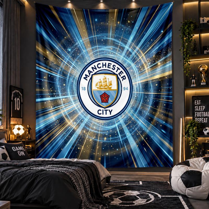 Wall Hanging Tapestry Manchester City Print Cloth for Living Room Bedroom Home Decor