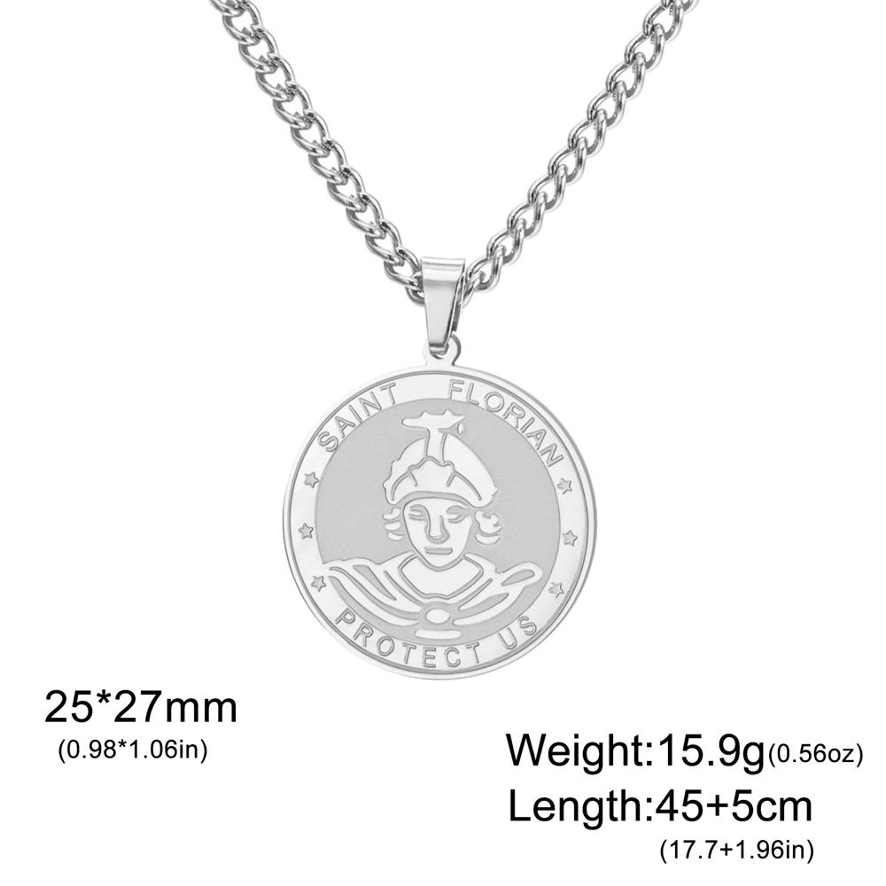 

Saint Florian Pendant Necklace Guardian Angel Coin Pendant Necklaces Men Firefighter Protection Amulet Stainless Steel Jewelry
