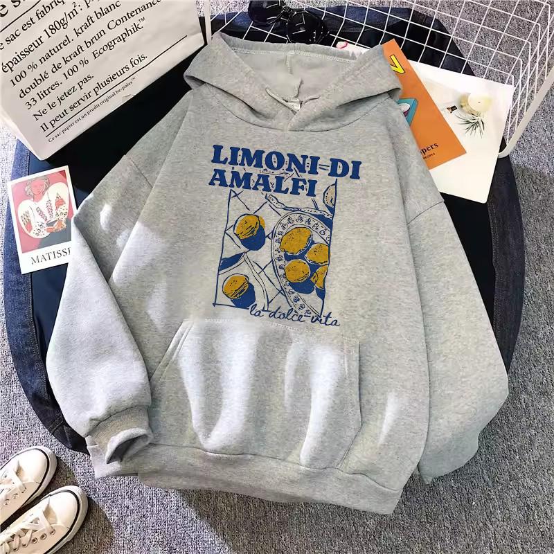 Limoni Di Amalfi Zitronen Grafik Hoodies Damen Herren Neue Trend Kollektion Sweatshirt Mode Schriftzug Pullover Streetwear Kleidung