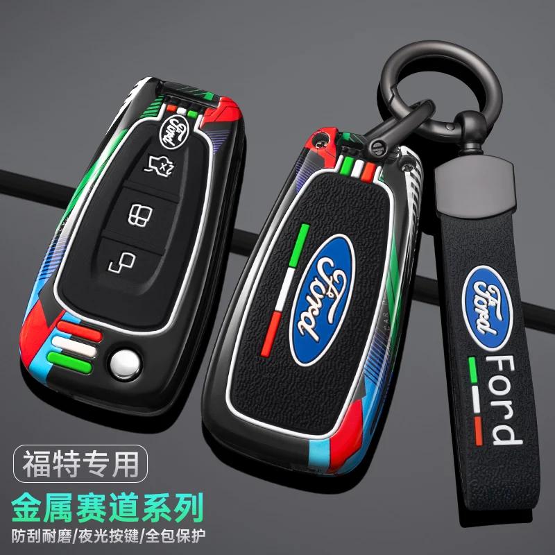 KLYD4 Car Key Case Fob Cover Holder Shell For Ford Ranger C-Max S-Max Focus Galaxy Mondeo Transit Tourneo Custom Keychain Accessories