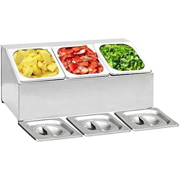 Récipient Gastronorm - vidaXL - GN 1/6 - Acier Inoxydable - 3 Bacs - Couvercles Inclus