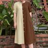 ZANZEA Women Casual Round Neck Loose Half Sleeve Patchwork Dress