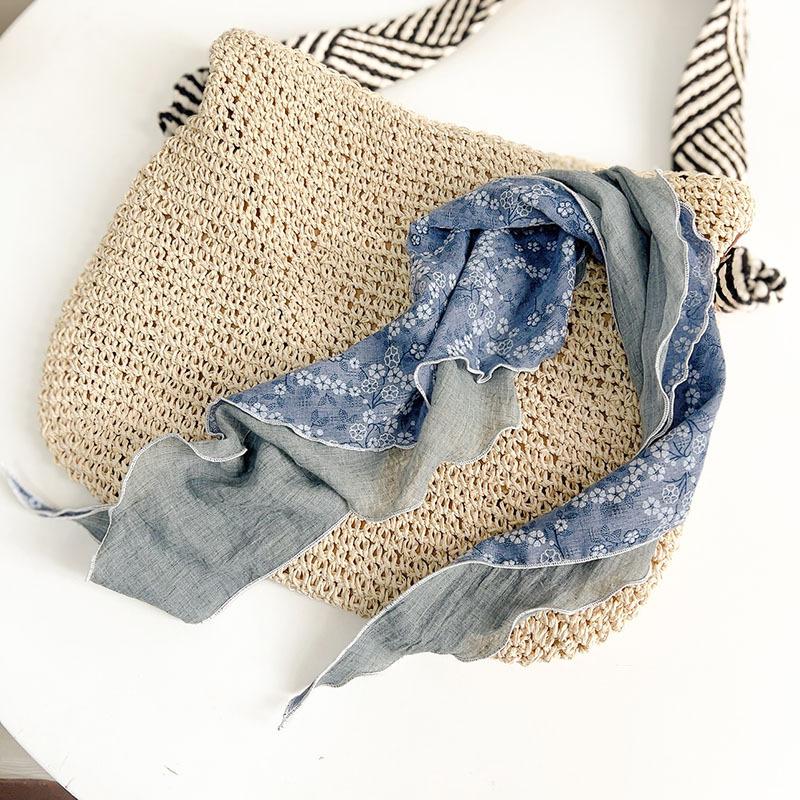 Double Layer Triangle Scarf Women Cotton Linen Scarves Solid Color Scarf Small Shawl Korean Version Shawl  All-match Decorative
