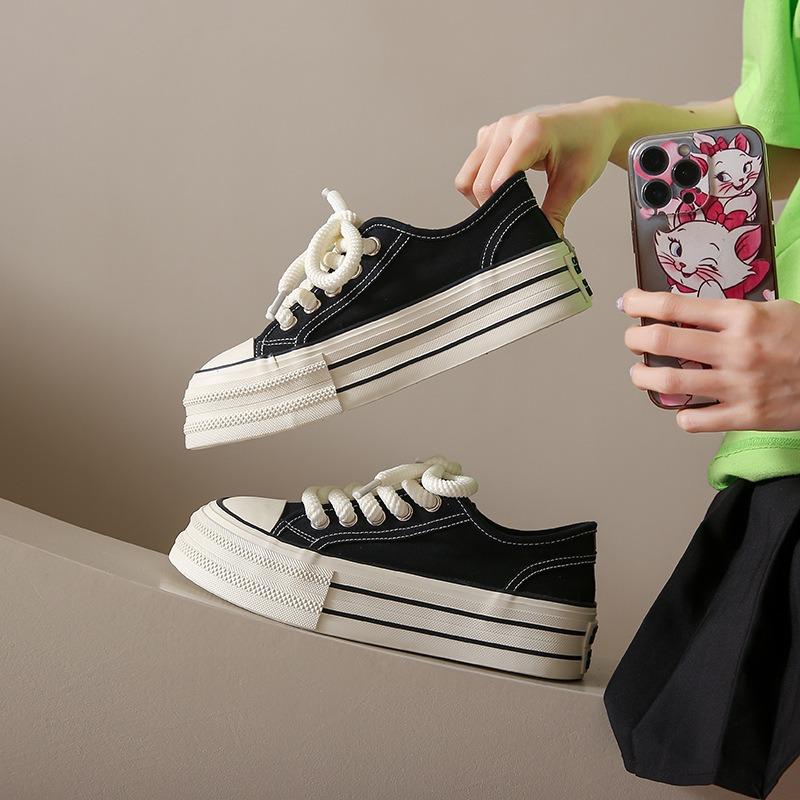 Canvas Shoes Women's Autumn New Student Versatile Thick Baseplate Shoes Spring and Autumn Casual Shoes 2