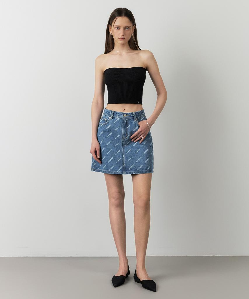CITYBREEZE Logo Print Denim Skirt_Indigo