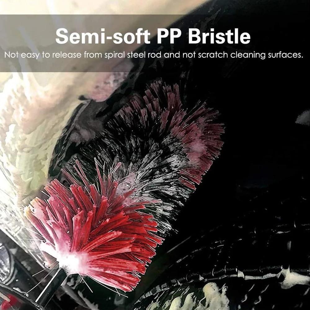Multifunkční čisticí kartáč na kola auta Dlouhá měkká rukojeť Kartáč z mikrovlákna na ráfky a náboje Kartáč na detaily pneumatiky Nástroj na mytí auta a motocyklu