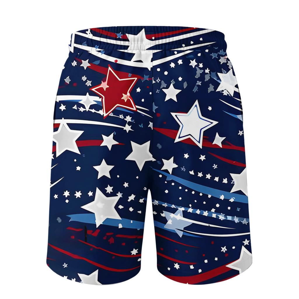 Men's Independence Day Printed Casual Drawstring Waist Shorts
