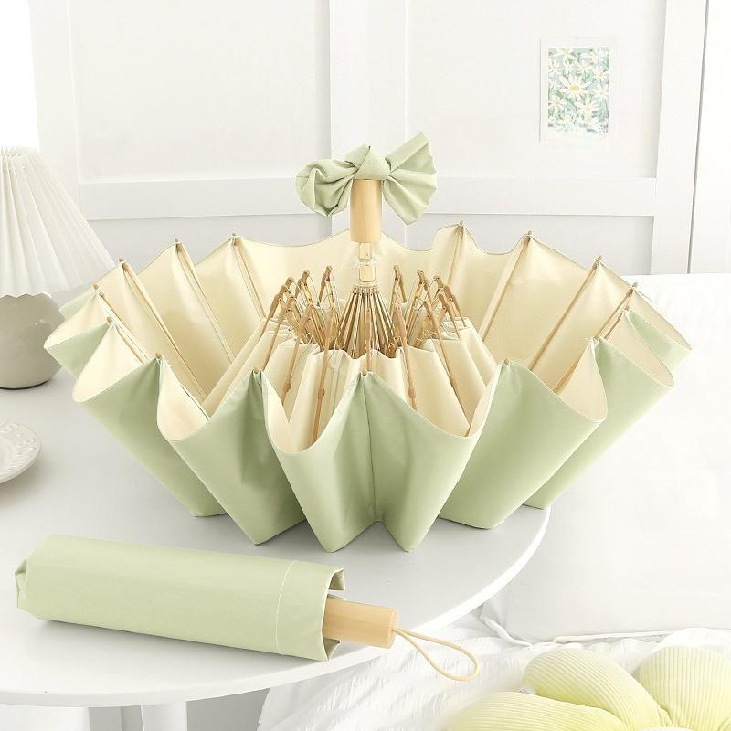 

Women Ins Fashion Folding Sun Umbrella 16 Ribs UV Protection Color Glue Sunshade Rainy Sunny Dual Use Umbrella Aluminum&16K зелёный