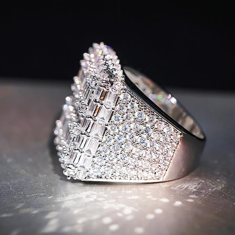 

CAOSHI Newly Designed Finger Rings Bling Bling Full Cubic Zirconia Accessories for Wedding Fashion Copper Color Female Zircon 6