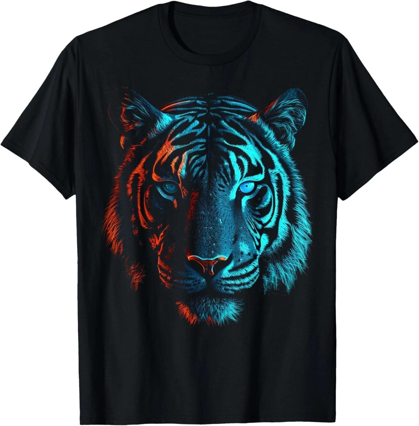 

Tiger in Red and Blue - Animal Art Tiger T-Shirt L