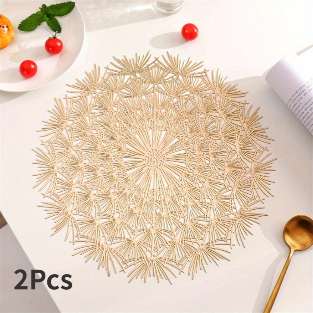 

2 шт. Круглый плейсмат Ажурный Противоожоговый Плейсмат Подставка под Западную Еду Коврик для Кофейного Столика Декоративная Подкладка Украшение для Дома золотой