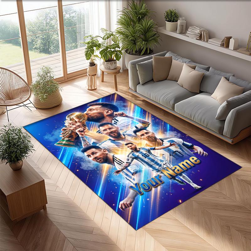 Tappeto in Cristallo Vellutato Stampato Lionel Messi Tappeto Antiscivolo in Cristallo Vellutato Per Divano Camera da Letto Decorazione Interna della Casa