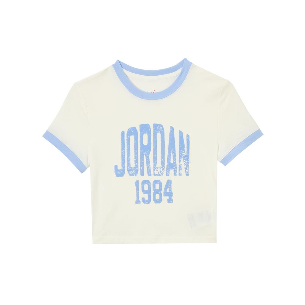 Jordan Round Neck Fashion Versatile Short Sleeve T-Shirt Women Tops White HJ0197133