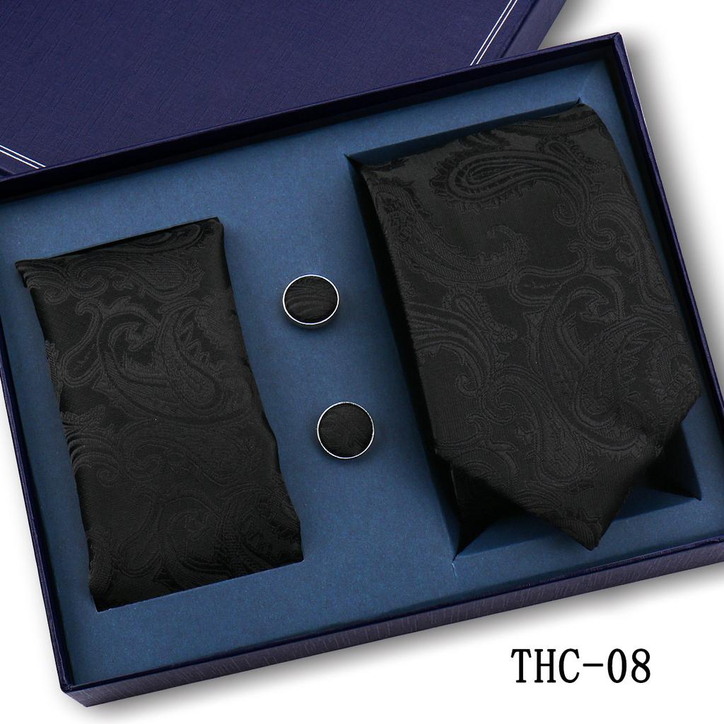 Men'S Business Tie Pocket Square Scarf Gift Box Set Formal Wedding Professional Shirt Trendy Tie Worker