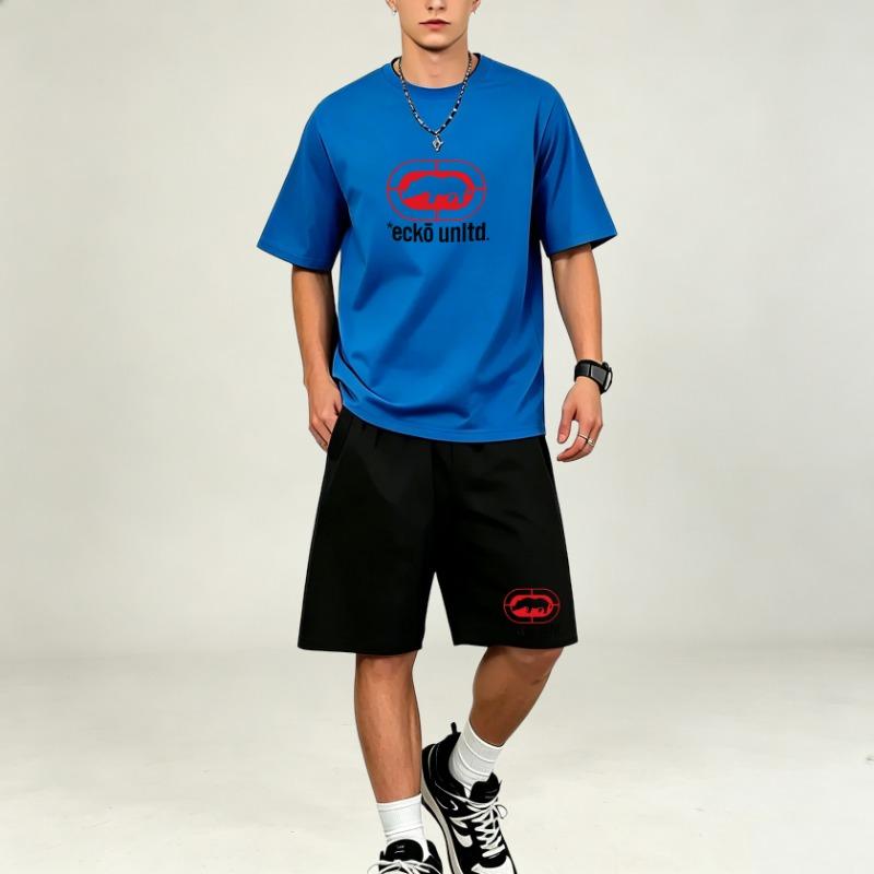 Herren T-Shirts Sets Schnelltrocknende Zweiteiler Kurzarm Oberteile Lockere Sportshorts