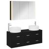 Bathroom Furniture Set 4 Pcs Black Oak Engineered Wood and Glass