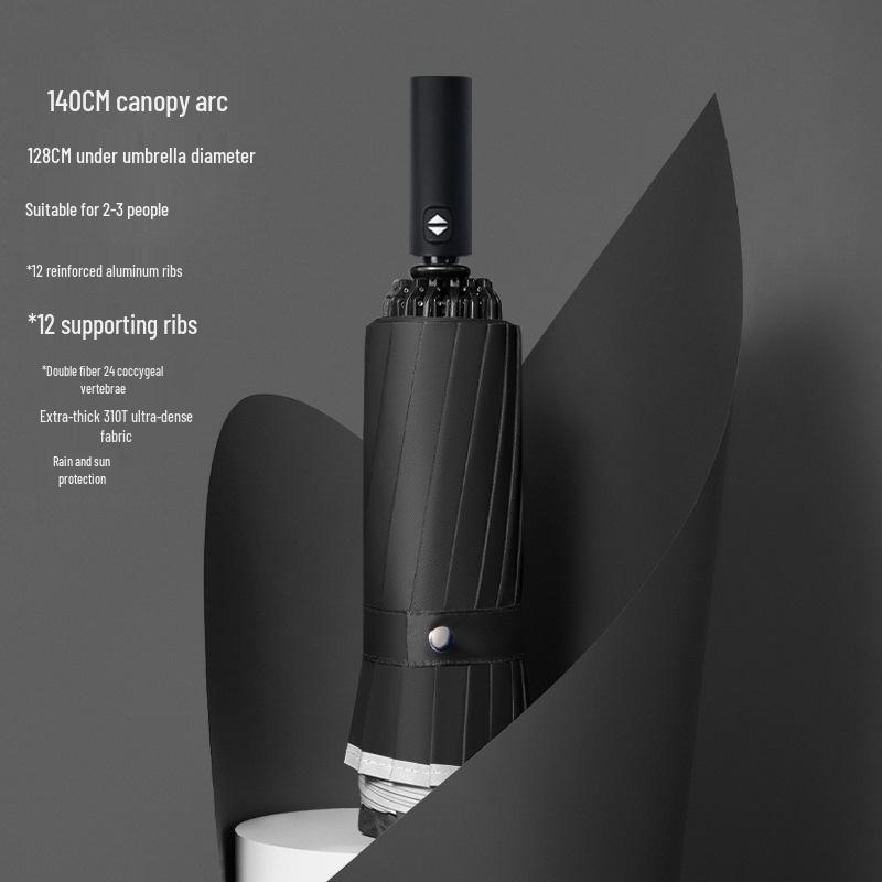 32-Rib Automatic Folding Umbrella, Reinforced Windproof, Dual-Use Sun & Rain Protection for Men