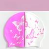 1pcs Waterproof Comfortable Butterfly Printed Swimming Caps High Ealstic Ear Protection Women Man Silicone Professional Swim Cap