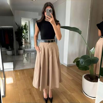 Woman Dresses Belt Pleated Midi Dress Women Sleeveless Dress Woman Knitted Party Dresses