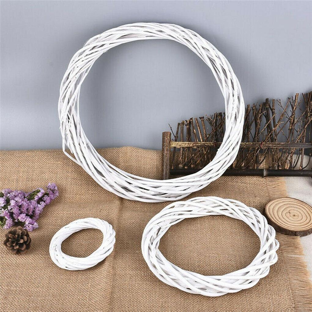 Christmas Rattan Ring White Wreath Garland Hanging Wreath Wicker Door 10-30CM