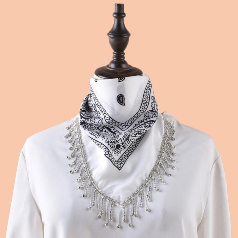 Shimmering Fringed Bandanas Scarf for Party Fashionable Cashew Flower Head Scarf for Women Men Club Party Costume Props